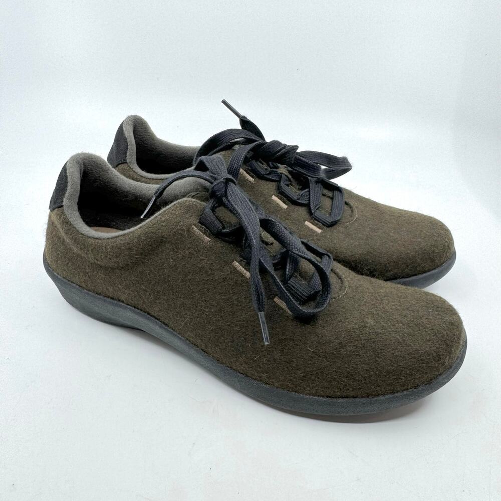 Earth Origins Loretta Wool Blend Dark Green Shoes Womens 8.5M Lace-Up Welltek